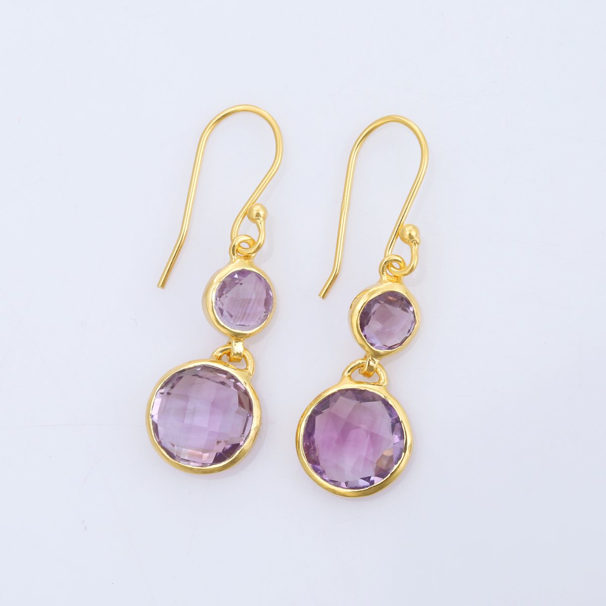 checkered cut circles amethystピアス | MASTANI