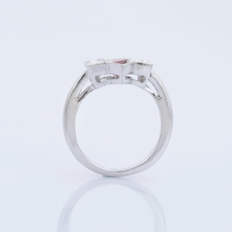 silver red garnet flowerリング