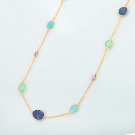 lapis chalcedony amethyst longネックレス