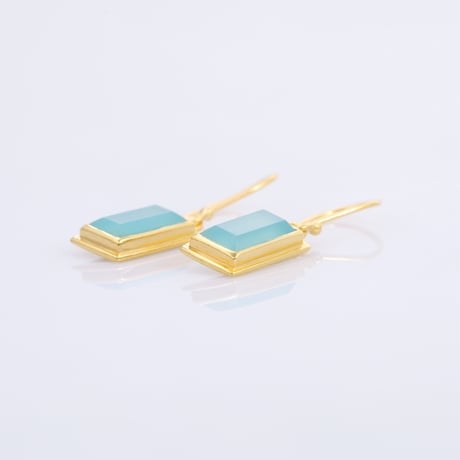 rectangular aqua chalcedonyピアス