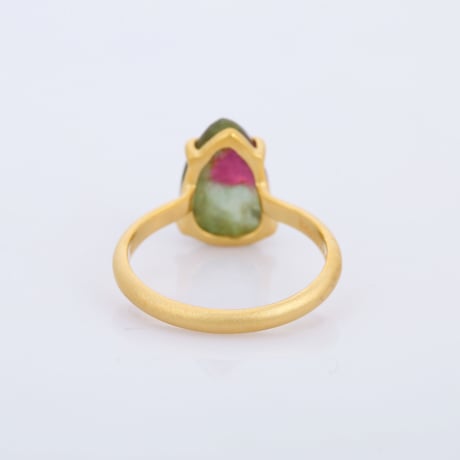 watermelon tourmaline narrow pear tourmalineリング