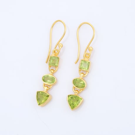 square oval triangle peridotピアス
