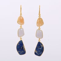 quartz chalcedony lapis lazuli longピアス