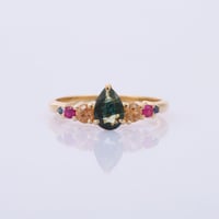 【LIMITED K18】 Pear Sapphire with Multicolor Sapphire Accentsリング