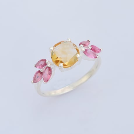 silver citrine tourmalineリング
