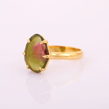 deep green and pink bi color tourmalineリング