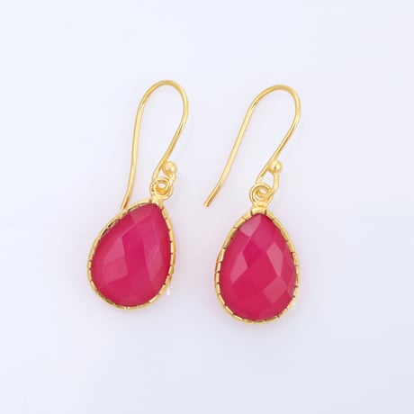 pear shape pink chalcedonyピアス