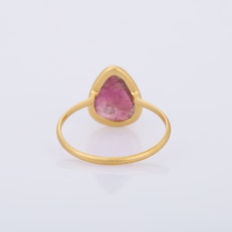 bezel set pyramid shape vivid pink tourmalineリング