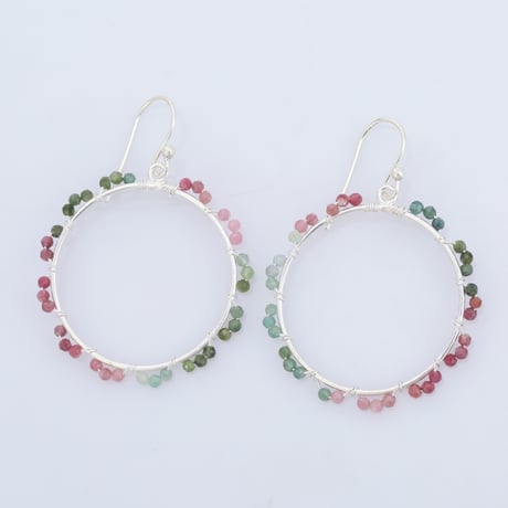 light round hoop tourmalineピアス