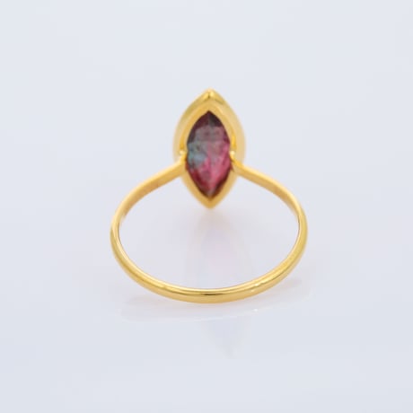marquise shape vivid pink and green tourmalineリング