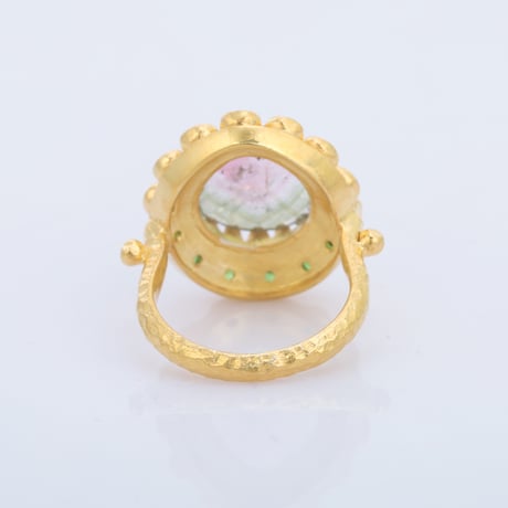 bi color tourmaline CZ largeリング