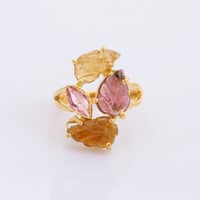 bicolor tourmaline lotus leafリング