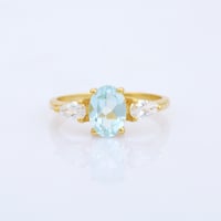 blue topaz with marquise cubicリング