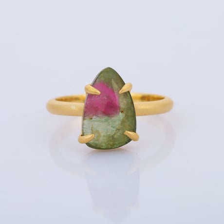watermelon tourmaline narrow pear tourmalineリング