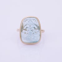 【LIMITED K14】lotus carved aquamarineリング