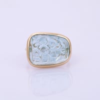 【LIMITED K14】lotus carved aquamarineリング