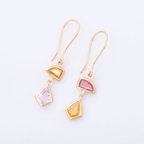 【LIMITED K18】 Orange Pinks and Yellow Sapphireピアス