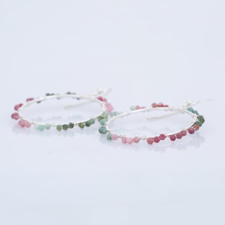 light round hoop tourmalineピアス