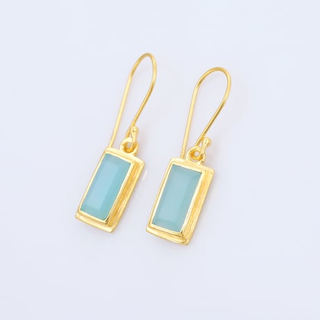 rectangular aqua chalcedonyピアス