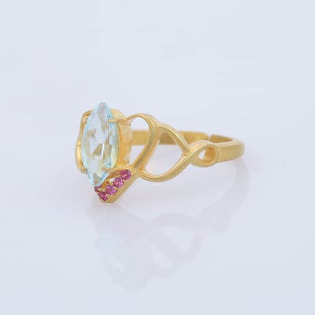 marquise blue topaz red CZリング