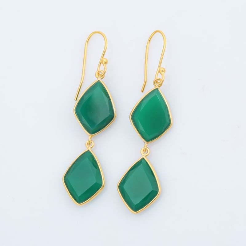 diamond shape green onyxピアス | MASTANI