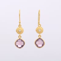 sea shell CZ amethystピアス