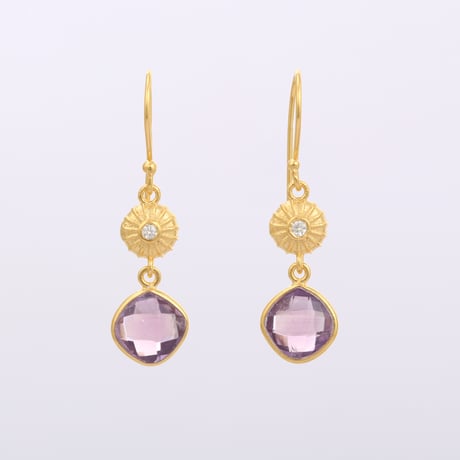 sea shell CZ amethystピアス