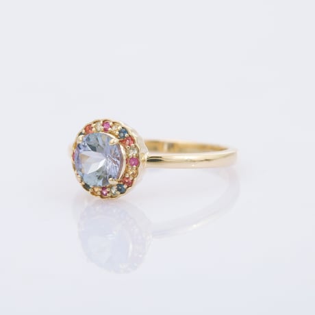 【LIMITED K10】1.03ct no-heat tanzanite with multicolor sapphireリング