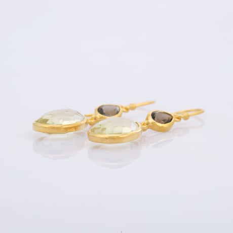 smoky quartz with lemon quartzピアス