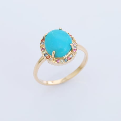 【LIMITED K18】Arizona Turquoise and Multicolor Sapphiresリング
