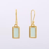 rectangular aqua chalcedonyピアス