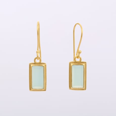 rectangular aqua chalcedonyピアス