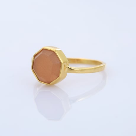 peach moonstone hexagonalリング