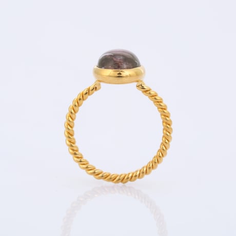 watermelon bi-color tourmaline cabochonリング
