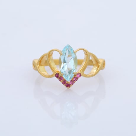 marquise blue topaz red CZリング