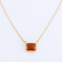 deep yellow rectangular citrineネックレス