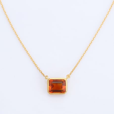 deep yellow rectangular citrineネックレス