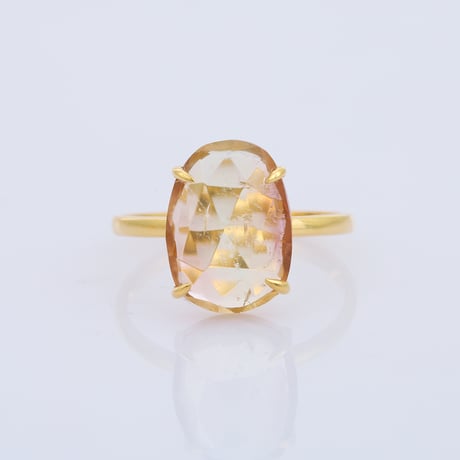 peach color bi color tourmalineリング