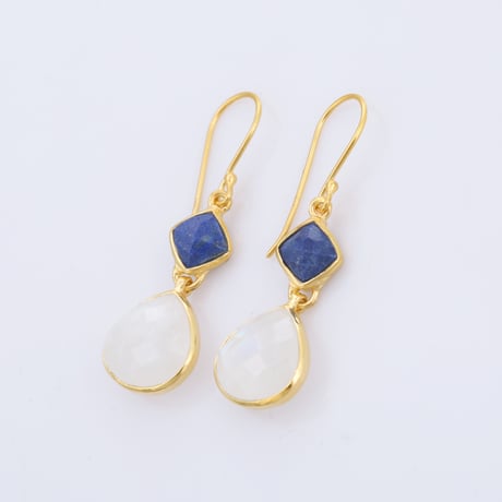 lapis with moonstoneピアス