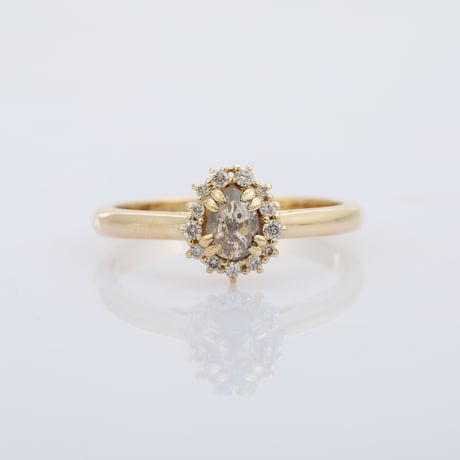 【LIMITED K18】Champagne Color Rose Cut Diamond with Melee Diamond Accentsリング