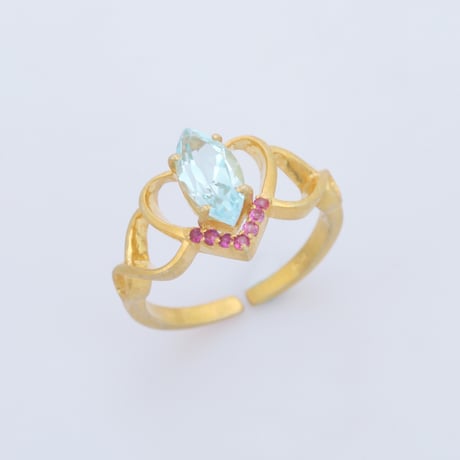 marquise blue topaz red CZリング