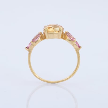 citrine pink tourmaline floralリング