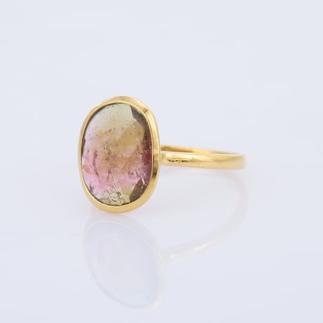 green and pink medium color tourmalineリング