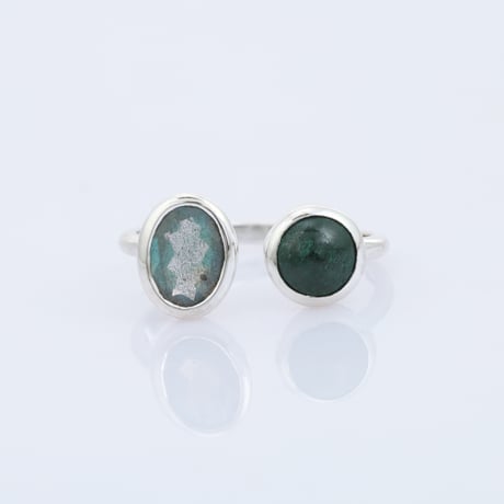 labradorite malachite cabochon openリング