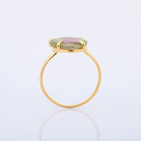 half dome green and pink bi-color tourmalineリング