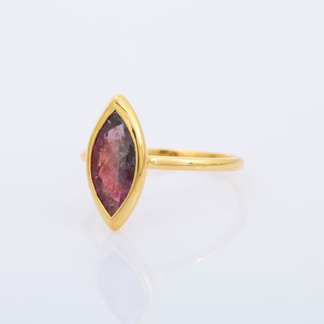 marquise shape vivid pink and green tourmalineリング