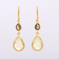 smoky quartz with lemon quartzピアス