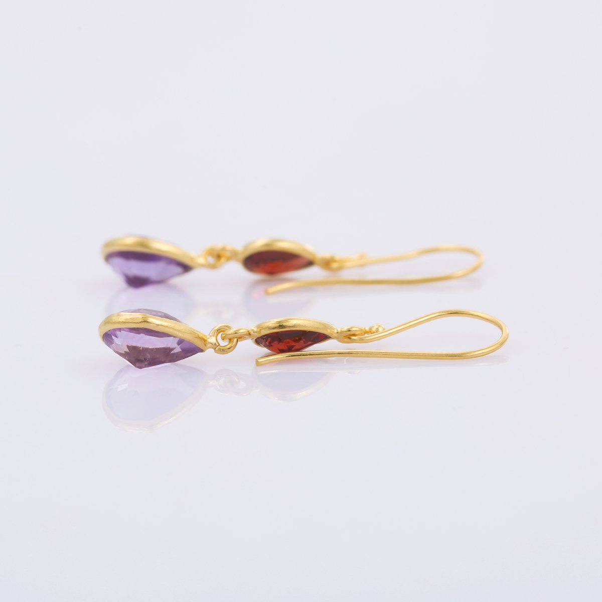 pear shape red garnet amethystピアス | MASTANI