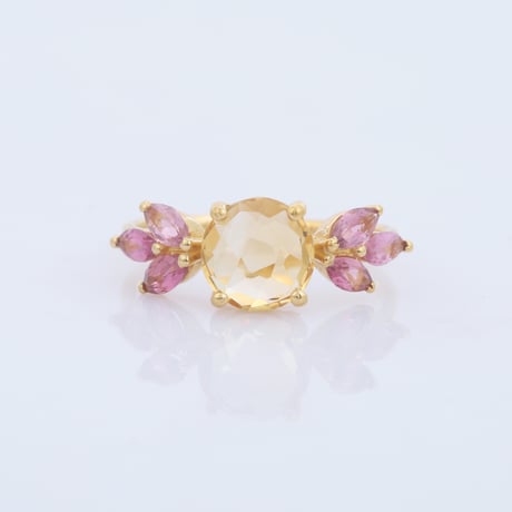 citrine pink tourmaline floralリング