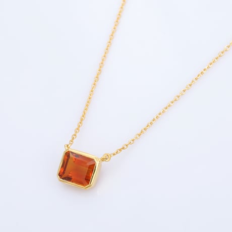 deep yellow rectangular citrineネックレス